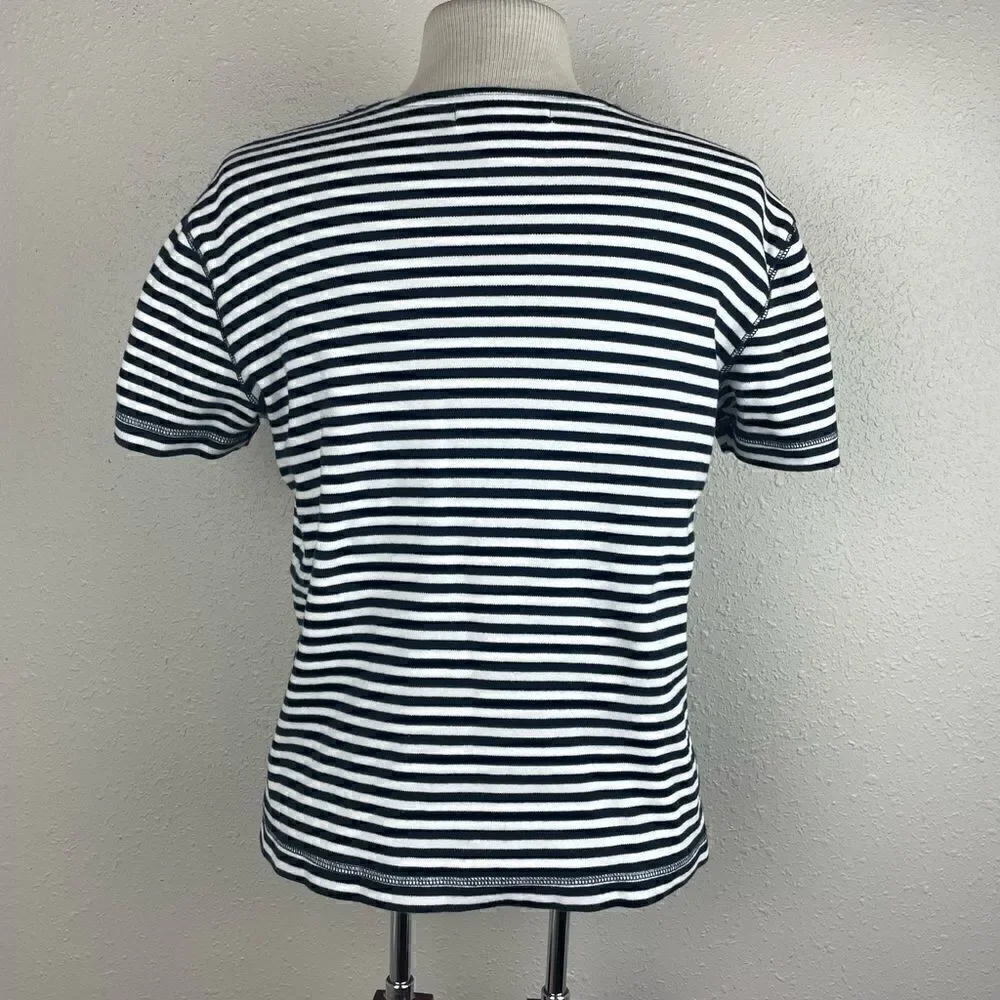 EUC Chaus Women’s Blue and White Short Sleeve Top Size S